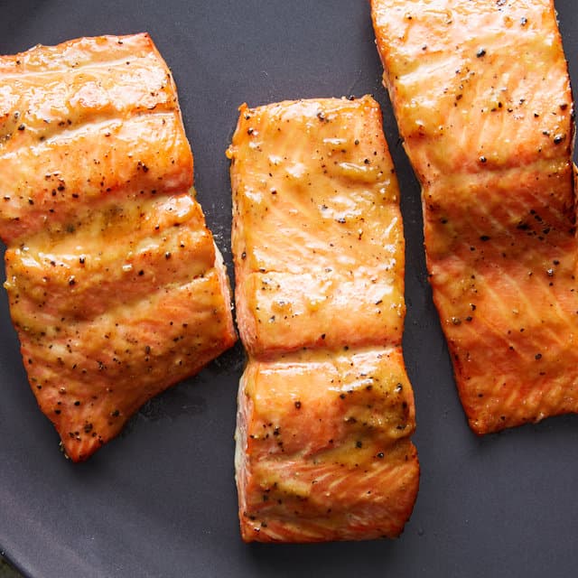 Roasted Salmon Glazed with Brown Sugar and Mustard